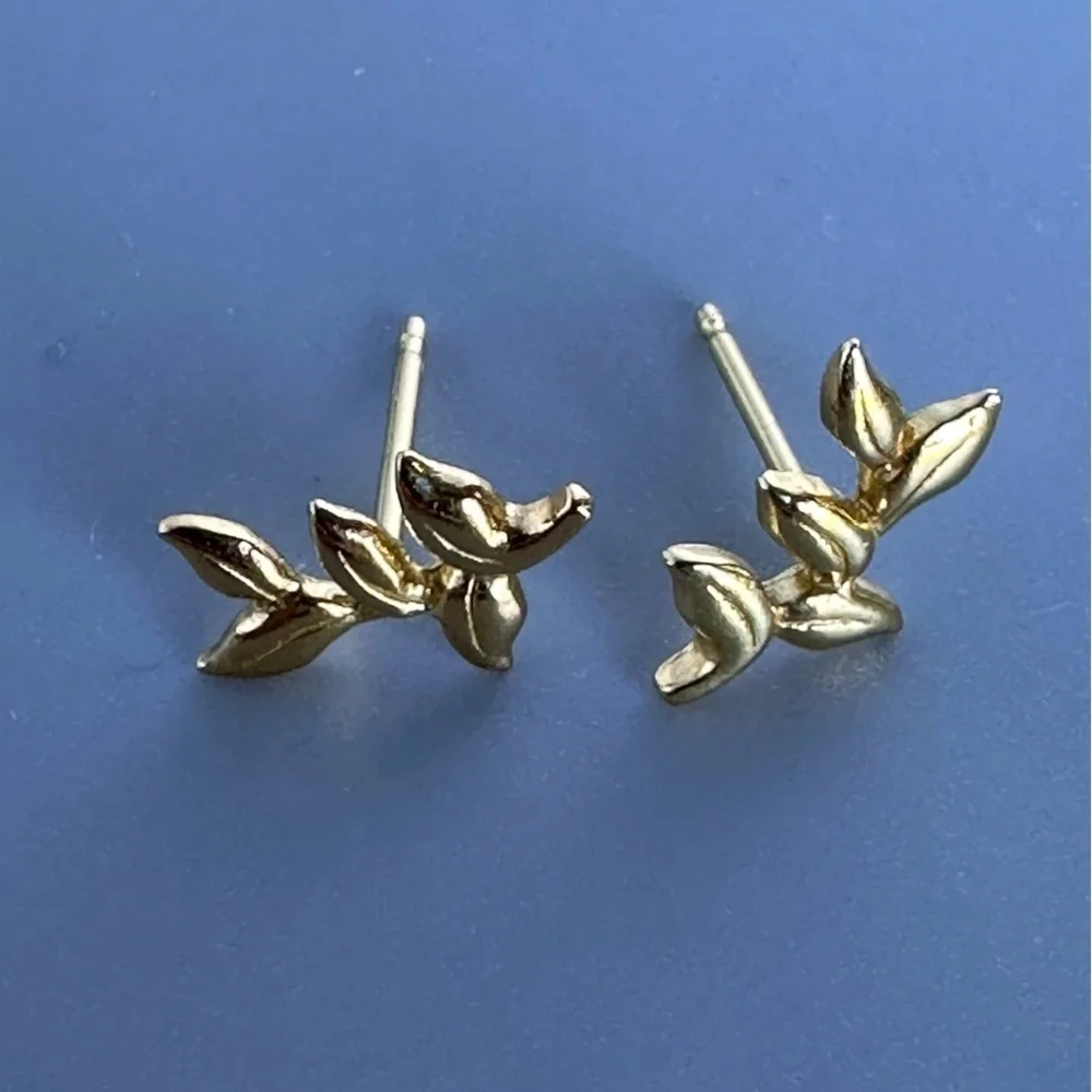 14k Gold Vermeil Leaf Studs